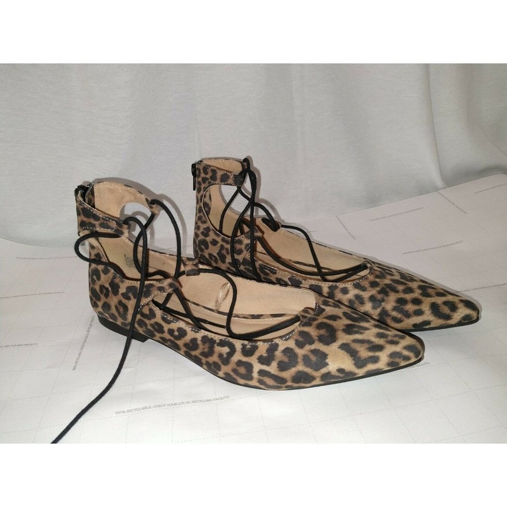 Express Leopard Print Cheetah Flats Ankle Lace Up